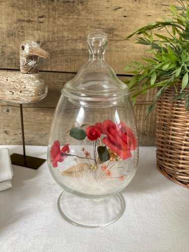 1125⚜️ Décoration Ancien Vase Fleurs Artificiel en Verre Vintage Hauteur 23 Cm