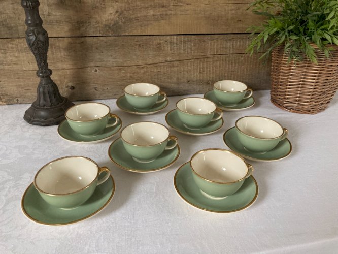 1125⚜️ Ensemble de 8 Tasses et Sous Tasses Villeroy & Boch Service Mettlach