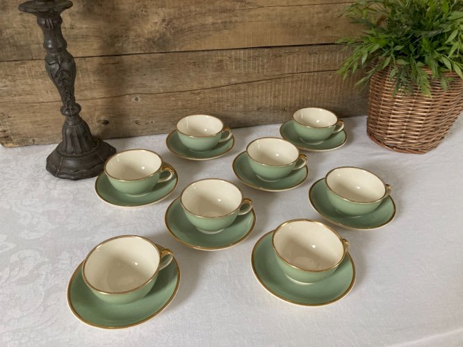 1125⚜️ Ensemble de 8 Tasses et Sous Tasses Villeroy & Boch Service Mettlach