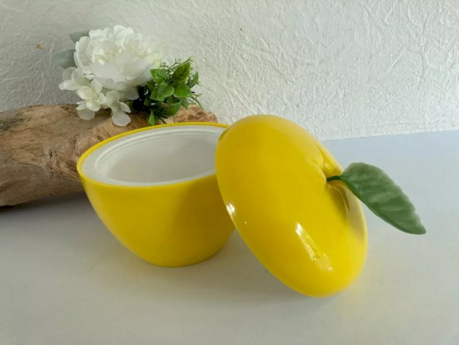 12 ⚜Ancien Seau à Glace Bac à Glaçons Pomme Jaune Années 70 Vintage en Plastique