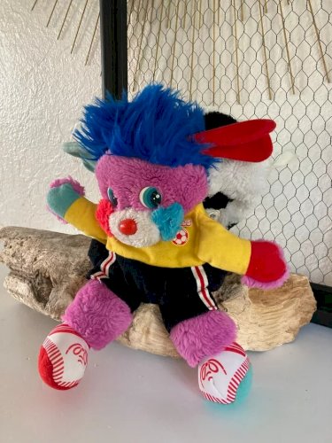 12 ⚜️ Ancienne Peluche Doudou Popples Sportif Football Transforme Ballon de 1986