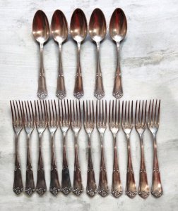 12 Old forks 5 spoons silver-plated cutlery Saglier Metal