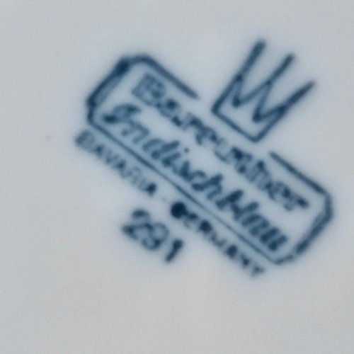 12 assiettes à dessert en porcelaine de Bavière, Bareuther, modèle Indischblau