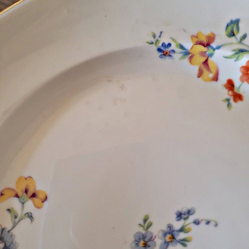 12 assiettes à dessert en porcelaine M8S France, décor floral