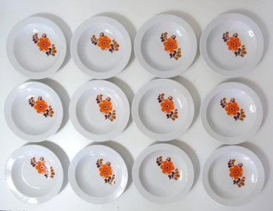 12 assiettes creuses en porcelaine de Saxe vintage GDR Colditz .