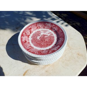 12 Faience plates branded: Adams