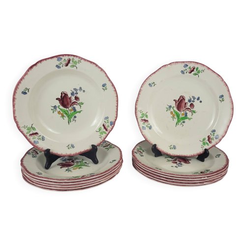 12 assiettes plates et creuses Gien modèle Lorraine