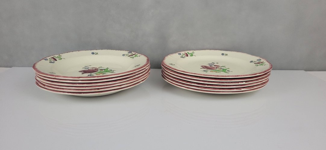 12 assiettes plates et creuses Gien modèle Lorraine