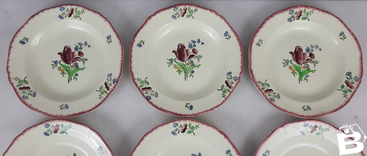 12 assiettes plates et creuses Gien modèle Lorraine