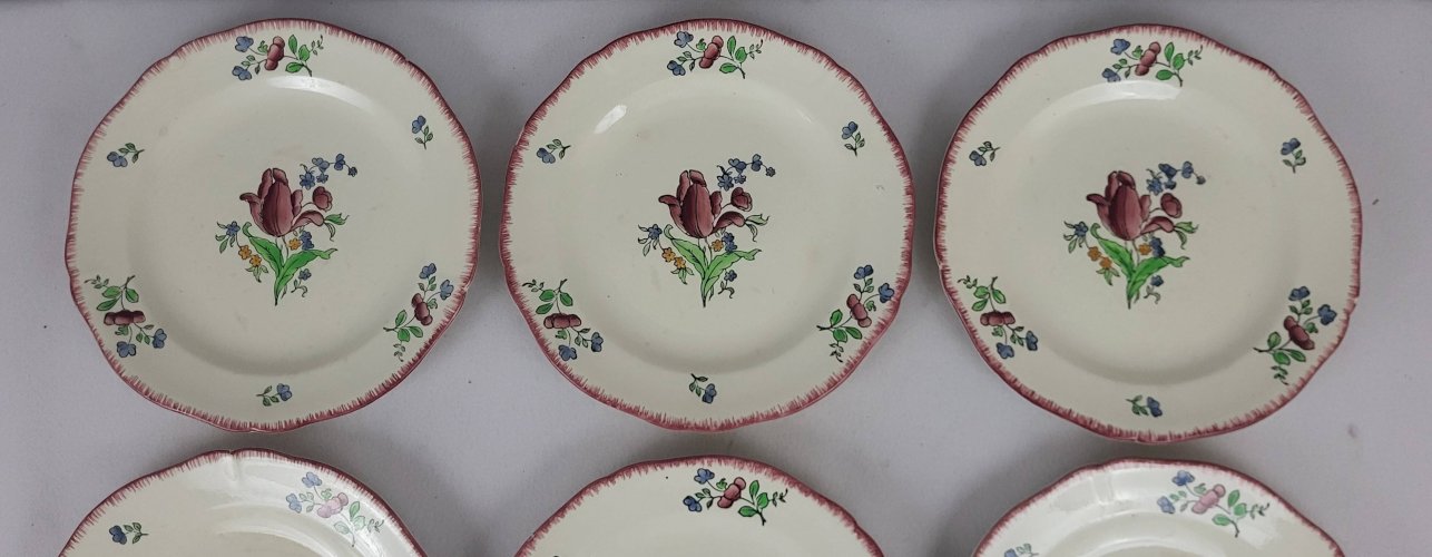 12 assiettes plates et creuses Gien modèle Lorraine