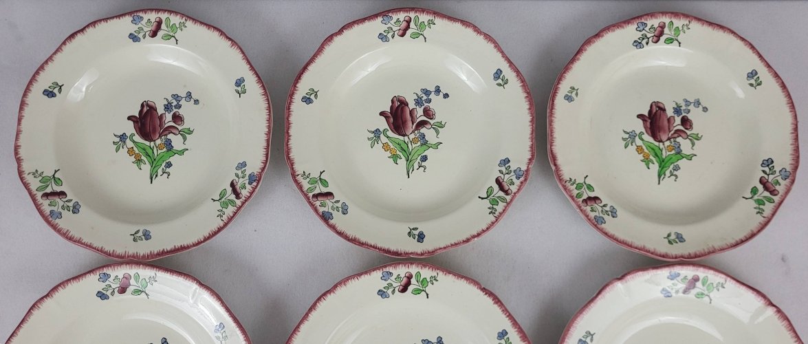 12 assiettes plates et creuses Gien modèle Lorraine