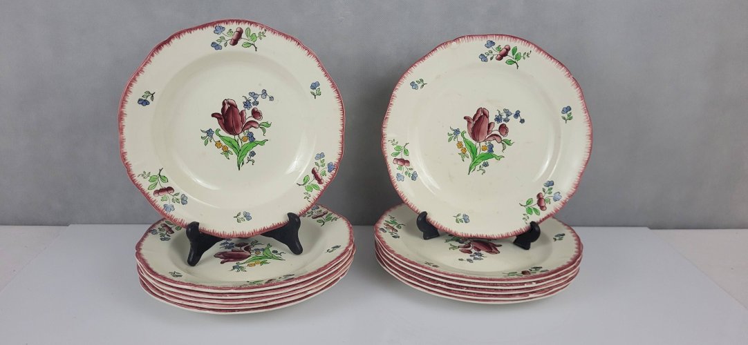 12 assiettes plates et creuses Gien modèle Lorraine