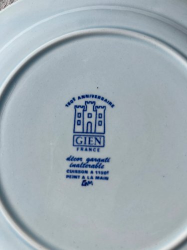 12 assiettes plates Gien décor Rouen