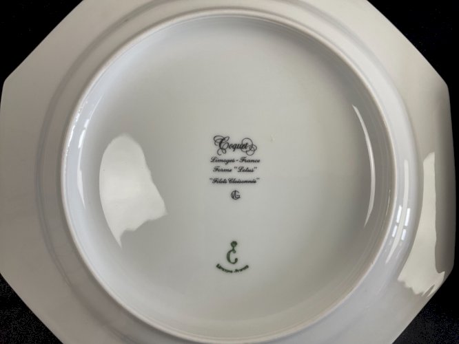 12 assiettes porcelaine de limoges COQUET modèle lotus filets cloisonnés