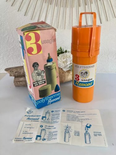 12 ⚜️ Bouteille Isotherme Remond à Biberon Boite Alimentaire Thermos Orange 1970
