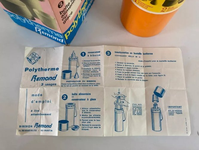 12 ⚜️ Bouteille Isotherme Remond à Biberon Boite Alimentaire Thermos Orange 1970