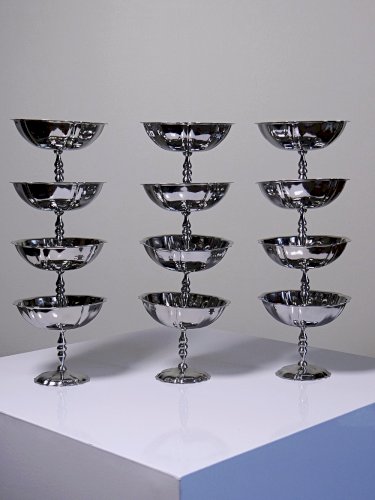 12 Coupelles à dessert sur pied en inox vintages style bistrot