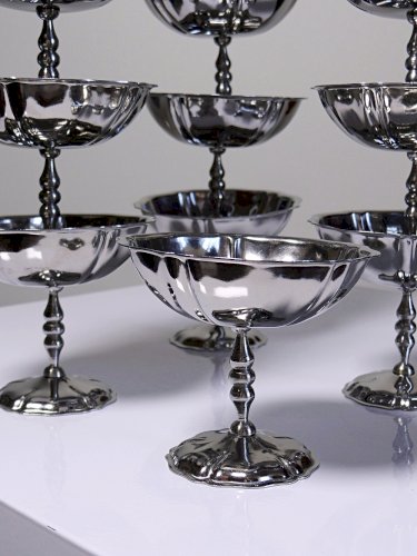 12 Coupelles à dessert sur pied en inox vintages style bistrot