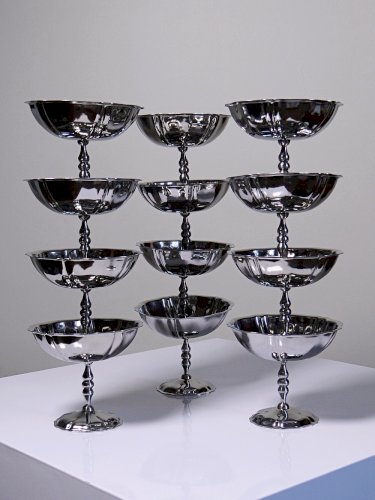 12 Coupelles à dessert sur pied en inox vintages style bistrot