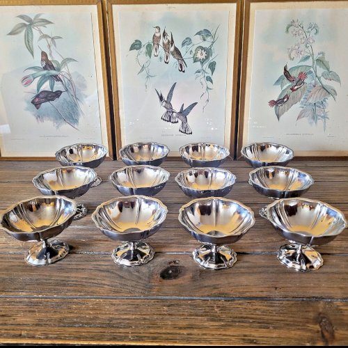 12 coupes glaces inox vintage forme de fleurs