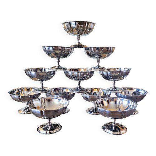 12 coupes glaces inox vintage forme de fleurs