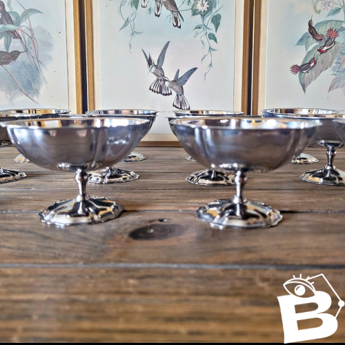 12 coupes glaces inox vintage forme de fleurs