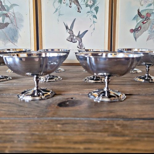 12 coupes glaces inox vintage forme de fleurs