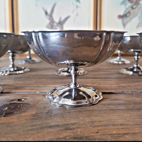 12 coupes glaces inox vintage forme de fleurs