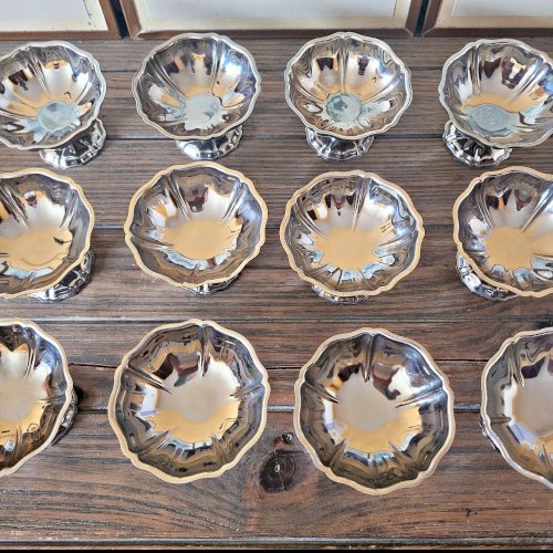 12 coupes glaces inox vintage forme de fleurs