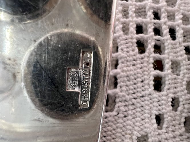 12 couteaux à poissons Christofle métal argenté monogrammé 19,5 cm France