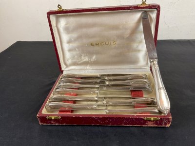 12 couteaux ERCUIS modèle POMPADOUR métal argenté couvert ménagère .