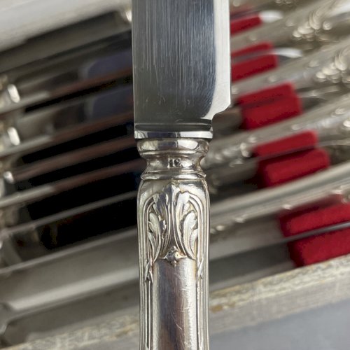 12 couteaux métal argenté 12 lame inox voglux argenterie orfèvre VL à la nef