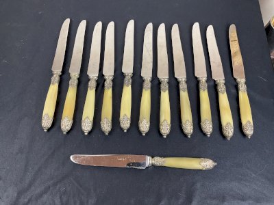 12 couteaux virole argent .orfèvre BARET