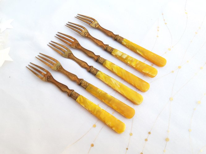 12 fourchettes à crustacés anciennes 1910