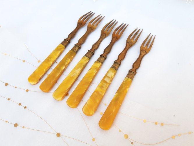 12 fourchettes à crustacés anciennes 1910