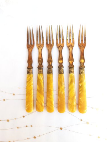 12 fourchettes à crustacés anciennes 1910