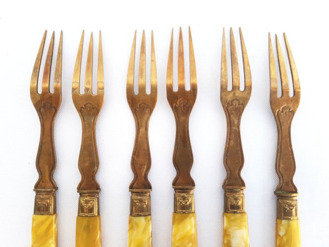 12 fourchettes à crustacés anciennes 1910