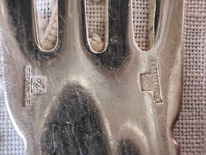 12 fourchettes à poisson Christofle métal argenté monogrammées 17,7 cm