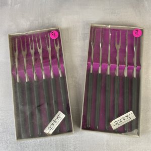 12 black fondue forks SPRING (made in Switzerland) vintage