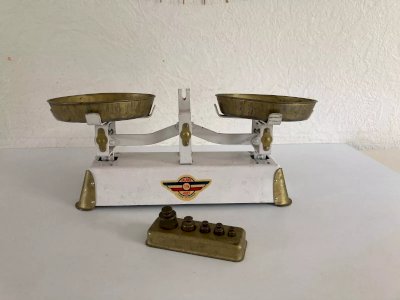 12 ⚜️ Jouet Ancienne Petite Balance 1 Kg Jouet Made In France Vintage en Métal