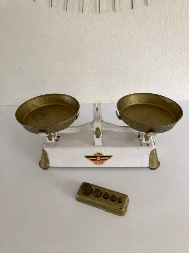 12 ⚜️ Jouet Ancienne Petite Balance 1 Kg Jouet Made In France Vintage en Métal