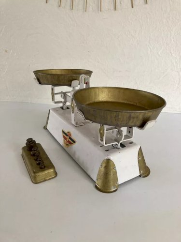 12 ⚜️ Jouet Ancienne Petite Balance 1 Kg Jouet Made In France Vintage en Métal