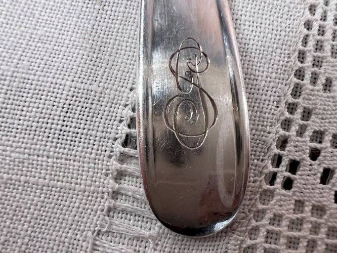 12 petites cuillères Christofle métal argenté monogrammées 13,2 cm