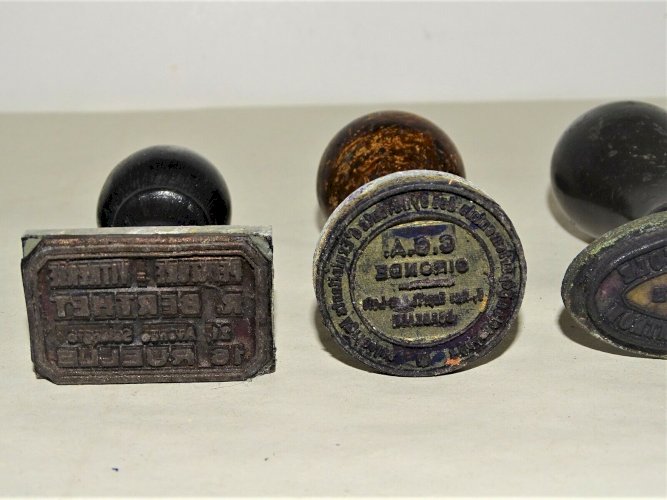 -12 SCEAUX CACHETS PUBLICITAIRES TAMPONS ENCREURS PUB COLLECTION BUREAU ANCIENS