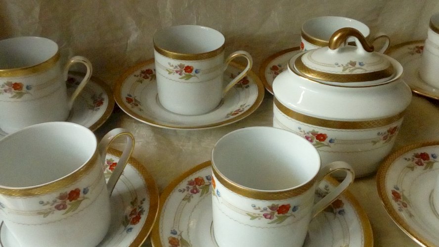 12 TASSES LITRON A CAFE  SUCRIER  PORCELAINE DE BAVIERE WINTERLING GERMANY **