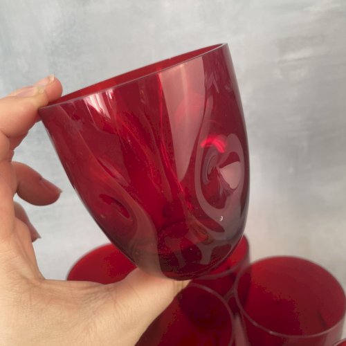12 verres à eau gobelet rouge pincé , Imperial Pinch Ruby Red Russel Wright ?