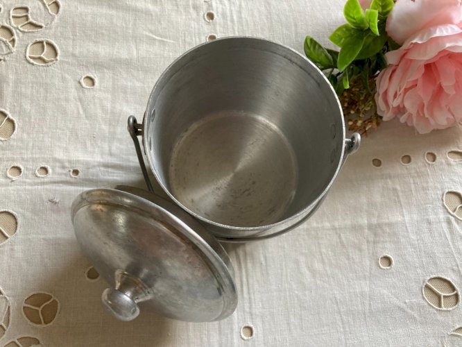 1224⚜️ Ancien Pot Tournus Unis France Avec Couvercle Gamelle en Aluminium H 14Cm