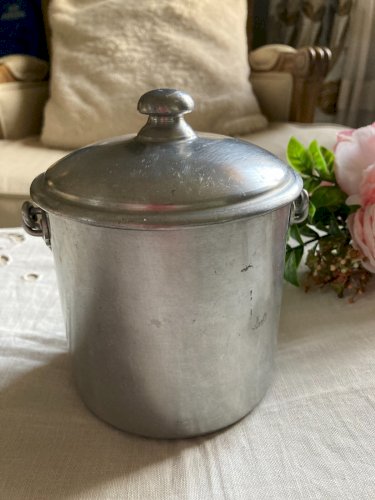 1224⚜️ Ancien Pot Tournus Unis France Avec Couvercle Gamelle en Aluminium H 14Cm