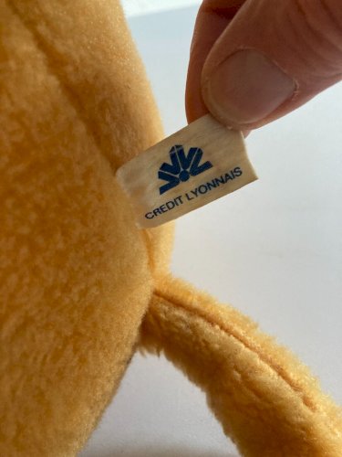 1224⚜️ Ancienne Peluche Mascotte Le Lion Jaune LCL Crédit Lyonnais Ajena Vintage