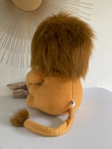 1224⚜️ Ancienne Peluche Mascotte Le Lion Jaune LCL Crédit Lyonnais Ajena Vintage